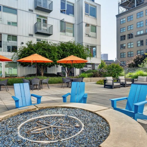 Outdoor Fireplace with Chairs